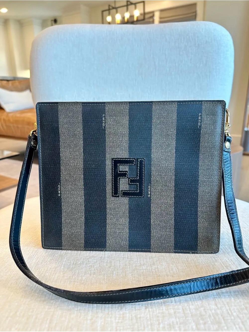 Fendi Pecan Logo PVC Leather Shoulder Bag